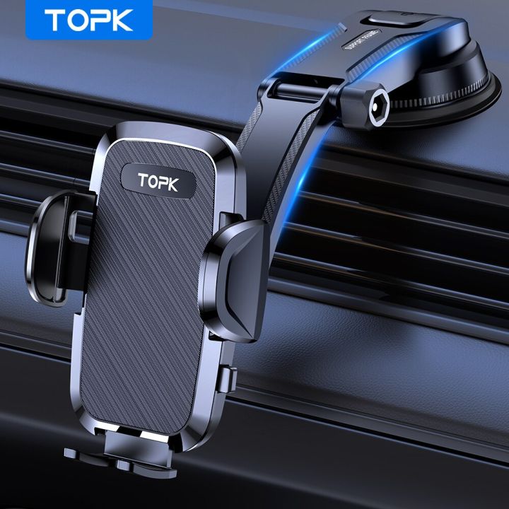 topk-ที่วางโทรศัพท์ในรถเมาท์อัพเกรดแฮนด์ฟรีโทรศัพท์แท่นวางสำหรับรถแดชบอร์ดใช้งานร่วมกับ