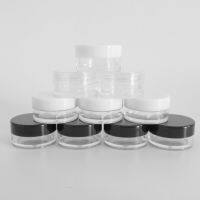 100pcs  2g 3g 5g Jar Make Up Jar Cosmetic Sample Empty Container Plastic Round Lid Small Bottle with Black White Clear Cap Travel Size Bottles Contain