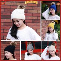 PEANSEA Fashion Warm Ski Wool Knit Hat Crochet Cap Pom Bobble Raccoon Fur Beanie