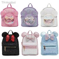 ☈ Moda minnie mouse pu lantejoulas arco mochila crianças novo jardim de infância bonito dos desenhos animados pequena classe anime saco escola presente para meninas