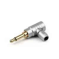 Aluminum Alloy L Type Jack 3.5 Earphone Mono Plug 3.5mm 2 Poles Male For Audio Amplifier Gold Plated Wire Connector ID 4.0mm