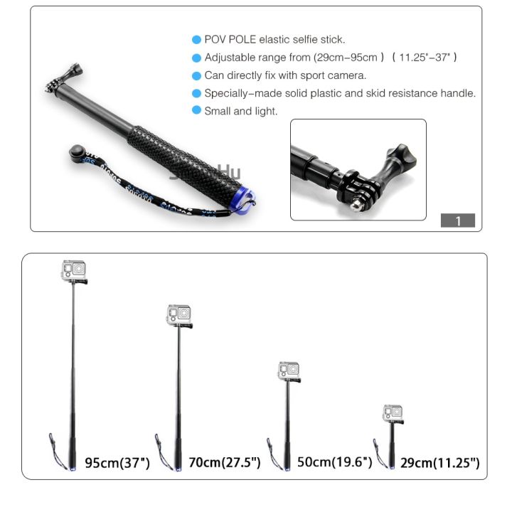 snowhu-สำหรับ-go-pro-37-ที่จับยืดขยายได้ไม้เซลฟี่สำหรับกล้องgopro-แท่งกล้องจิ๋วเลนส์เดียว-w-ที่วางรีโมทตัวยึดสำหรับกล้องโกโปรฮีโร่8-7-6-5-4-ld07