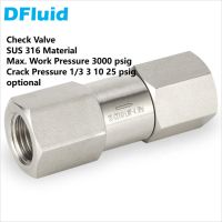 SUS316 CHECK VALVE 3000psig for Gas N2/Ar/He/H2/O2/CDA 1/4 3/8 1/2 3/4 inch Female NPT Stainless Steel replace Swagelok