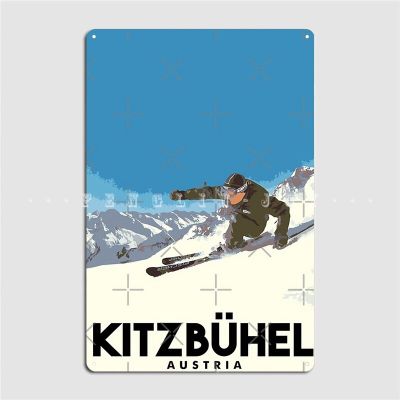 โปสเตอร์ Ski Kitzbühel Austria แผ่นโลหะสำหรับโรงรถผับแผ่นสั่งทำโปสเตอร์ป้ายดีบุกอันเป็นเอกลักษณ์
