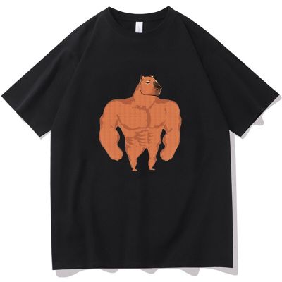 Muscle Capybara T Men Women Hip Hop Tshirt Print Graphics Tshirt Harajuku Hip Tee For Male Clothing Streetwear