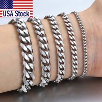 3-11mm Mens Bracelets Stainless Steel Curb Cuban Link Chain Black Gold Color Silver Color Bracelet For Women Jewelry KBM03