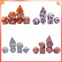 LIPS 7Pcs/set 7-Die Table Game ลูกเต๋า DND ลายจุด D4 D6 D8 D10 D12 D20 ลูกเต๋าเกม ทนทานต่อการใช้งาน เกมปาร์ตี้ปาร์ตี้ ลูกเต๋าหลายด้าน TRPG DND