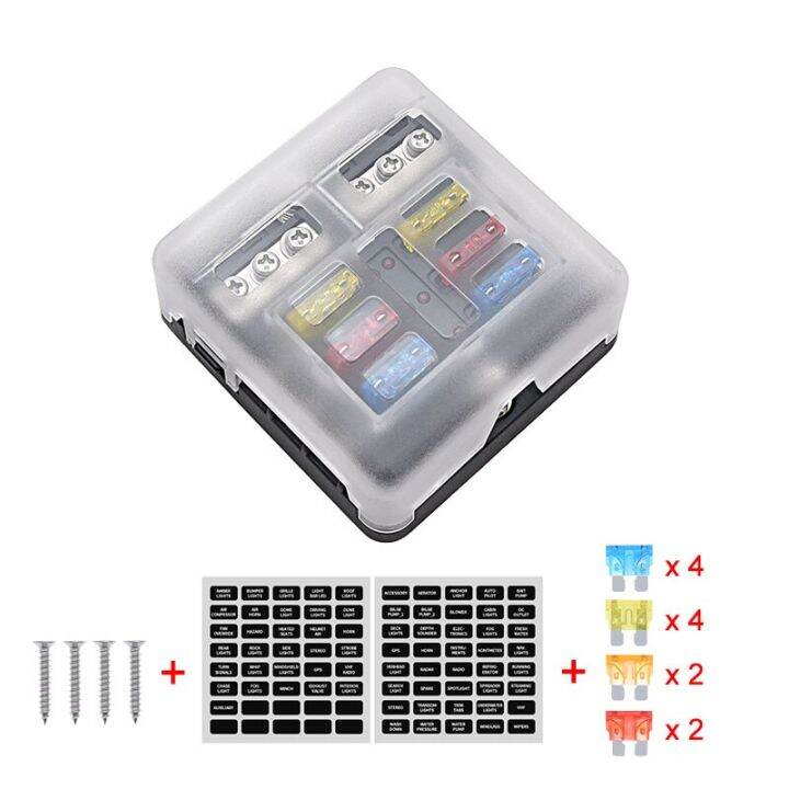 Auto 6 Way 12 Way Fuse Box Plastic Cover Blade 12V 32V Fuse Holder RV