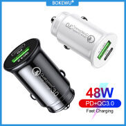 BOKEWU Bộ Sạc Xe Hơi USB 48W Bộ Sạc Nhanh 3.0 QC 3.0 PD Bộ Chuyển Đổi Sạc