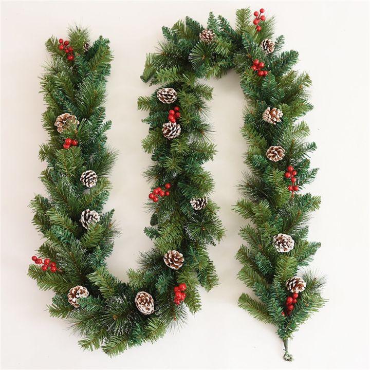พวงมาลาหวาย-led-ยาว1-8เมตรสำหรับตกแต่งเทศกาลคริสต์มาสพวงมาลัยเครื่องประดับต้นคริสมาสต์เทียมทำจากพีวีซีสีเขียว
