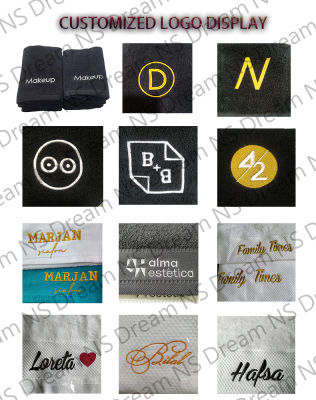 100 Cotton Luxury Black White Towel Make-up Netcloth Free Design Custom Embroide Logo Custom Message Greetings Wholesale