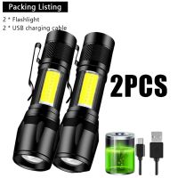 Mini Portable LED Flashlight COB+XPE Rechargeable Torch Camping Lantern Zoomable Flashlight Tactical Flashlight with Pen Clip Rechargeable  Flashlight