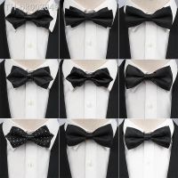 ✗﹍ high quality Mens bow tie business dress black and white banquet groom wedding dress bow best man tide leisure