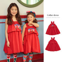 Girl Dress for Kids 2022 Spring Summer Korea Style Red Dress Summer Dress for Baby Girls Girl Clothes