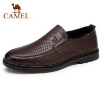 Cameljeans แฟชั่น Slip-Ons รองเท้าระบายอากาศได้ดีรองเท้าผู้ชายรองเท้าหนังแท้อย่างเป็นทางการแฟลตธุรกิจรองเท้ารองเท้าหนังวัวรองเท้า