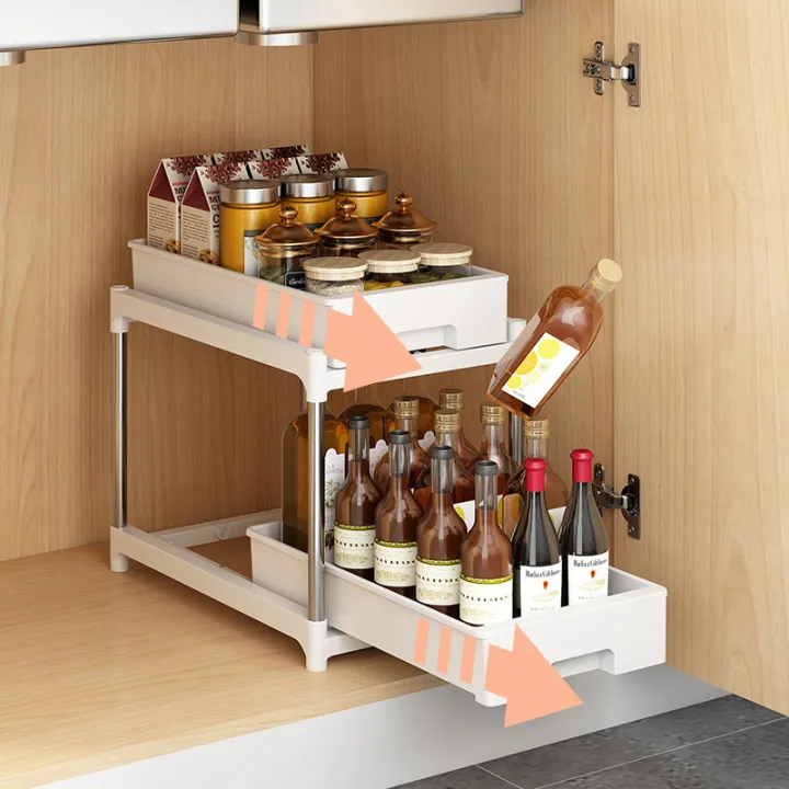 Kitchen Pull out Storage Rack Bathroom Storage Rack with Sliding Drawer