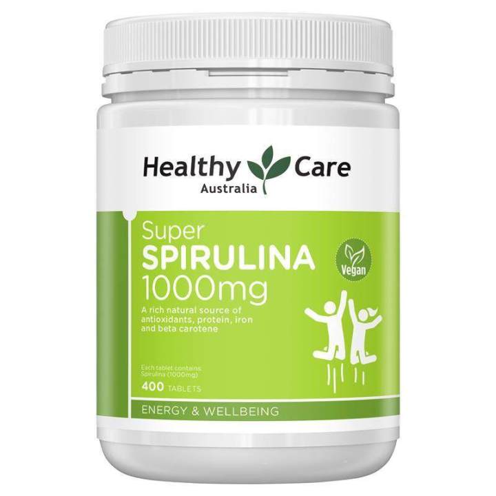 Healthy Care Super Spirulina สาหร่ายสไปรูรีน่า 400 เม็ด 1000 MG ของแท้ Exp.02/2025