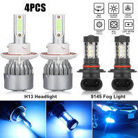 4ชิ้น Led ไฟหน้า Hi/lo ไฟตัดหมอกหลอดไฟชุด8000พันอลูมิเนียมหม้อน้ำเข้ากันได้สำหรับฟอร์ด F-150 2004-2014【fast】