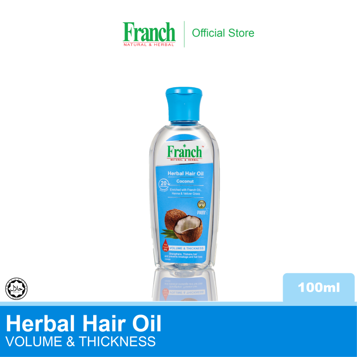 Franch Coconut Herbal Pre-Wash Hair Oil (Volume and Thickness) 100ml |  Lazada