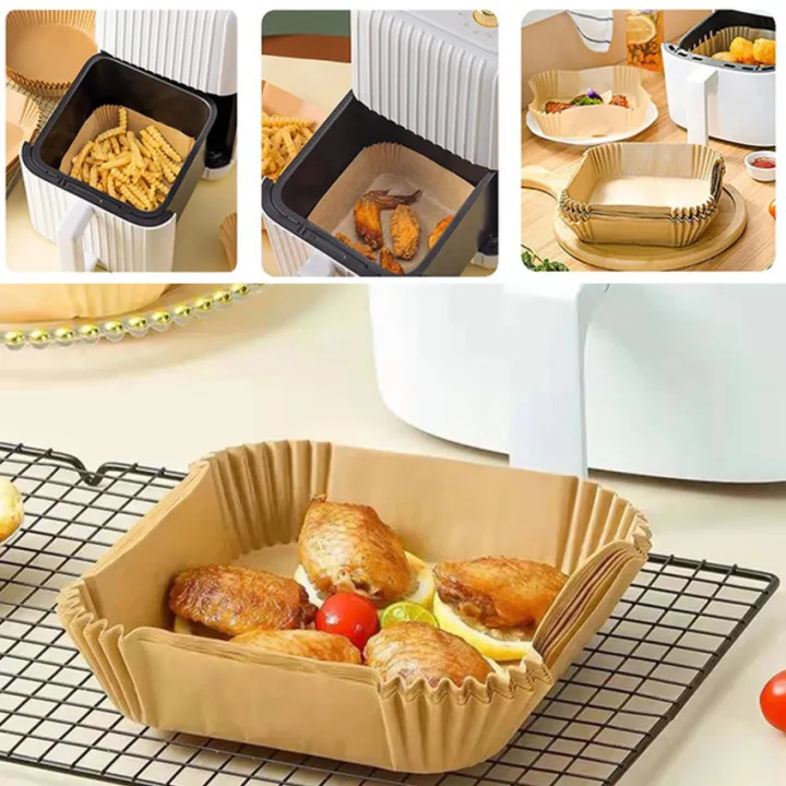 Air Fryer Parchment Paper Liner, 50PCS Square Air Fryer Liners Disposable, Greaseproof Paper for