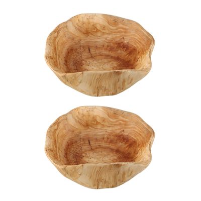 2X Household Fruit Bowl Wooden Candy Dish Fruit Plate Wood Carving Root Fruit Plate Wood 25-29 cm