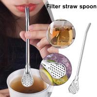 Reusable Steel Straw Spoon Filtered Drinking Straw Tea Strainer And With For Drinks Practical Spoon L2M2