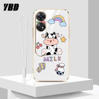 YBD ดีไซน์ใหม่หรู สำหรับ OPPO A38 Reno 8T 4G A1 Pro 5G Reno 9 Pro 5G เคลือบเคสโทรศัพท์น่ารักทำจากหนังวัวฟรีสายคล้อง