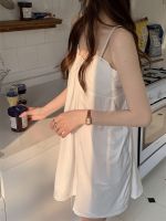 ✎☇☋ Japanese pure desire style sweet V-neck nightdress 2023 summer cute lace solid color sling pajamas women with chest pad