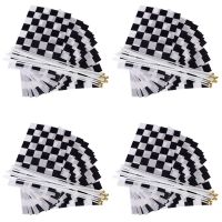 48 Pcs. Fluted Banner Hand Waving Flags (Black + White)