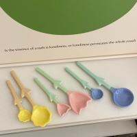 Lovely Tulip Dessert Spoon for Pudding Jelly Ceramic Kitchen Salad Ice Cream Honey Spoon Portable Colored Coffee Milk Stirring Serving Utensils