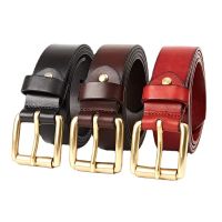 [COD] mens top layer cowhide belt solid copper pin buckle trouser genuine leather wholesale