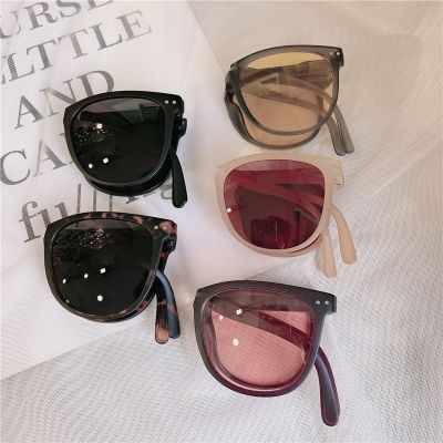 Foldable brown sunglasses female focus with the same sunscreen UV ins net red polarized sunglasses slimming glasses