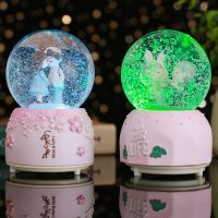 Romantic Couple Crystal Ball Music Box Room Decoration Snow Snowflake Luminous Music Box Holiday Gift Carousel  Boite Decoration Jewelry Music Boxes