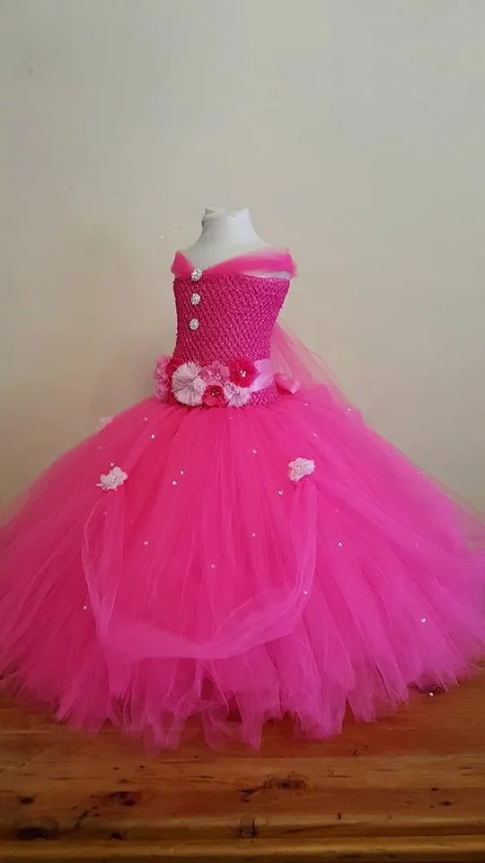 Ivory and Pink Princess Gown - Designer Childrenswear