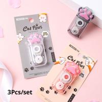 3Pcs 6m Cat Claw Correction Tape Portable Large Capacity Correction Tape High Value Students Transparent Erasure Tape Correction Liquid Pens