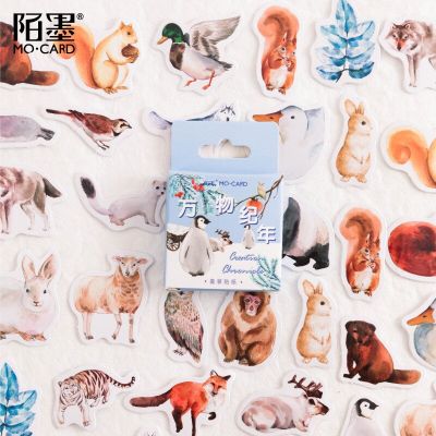 46 pcs/set Animals Century Paper Stickers Pack Scrapbooking Diy Journaling Diary Stationery Sticker Cute Aesthetic Decor Gift Stickers Labels