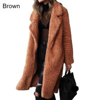 New Women Lambs Wool Long Coat Warm Winter Long Sleeve Lapel Solid Color Teddy Fur Coats Lamb Fur Jacket Women Plus Size 3XL Top