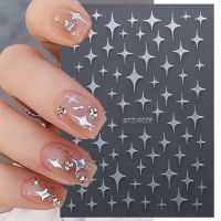 Sliver Gold Star Nail Art สติกเกอร์ Y2K Charms Self-Adhesive Sliders เลเซอร์สีขาว Chrome เจล Decals Kawaii อุปกรณ์เสริม