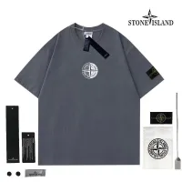 [IN STOCK] Stone Lsland Embroidered Emblem Print Small Compass Fashion Brand Mens and Womens Short Sleeve Loose Couple T-shirt