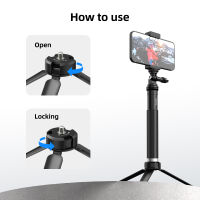 TELESIN Aluminum Selfie Stick for GoPro Hero ยาว 90 ซม. มาพร้อมกับชุดยึดมือถือ+ขาตั้ง3ขาอลูมิเนียม