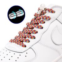 【HOT】△✲✽ Multicolor Shoe Laces Flat Elastic Shoelaces Tie Metal Lock Sneakers Accessories Lazy Shoes