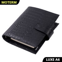 Moterm Luxe Series A6 Size Rings Planner with 30 MM Silver Rings Agenda Croc Grain Cowhide Organizer Diary Journal Notepad