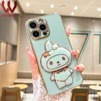 ขาตั้งกระจกเมคอัพเมโลดี้รูปการ์ตูน3D น่ารักเคสมือจับสำหรับโทรศัพท์มือถือสำหรับกล้อง C51 Realme OPPO ปกป้องชุบทองกรอบหลังซิลิโคนนิ่ม