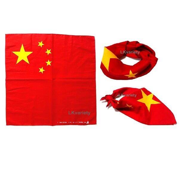 ผ้าลายธงชาติจีน-bandana-china-flag-scarf-chinese-headband