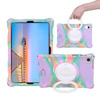 ! เคสซิลิโคน 360 สําหรับ Huawei Matepad 10.4 2022 BAH4-W09/AL00 Matepad 11 Mediapad T5 10.1 M5 10.1 M6 8.4 M5 Lite 8.0° ขาตั้งหมุนได้ พร้อมสายคล้องฝ่ามือ ปลอดภัย สําหรับเด็ก