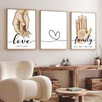 2023 ▤✌ Personalized Family Hands Set 3 Of Poster Lovers Gifts Canvas Painting Nordic Art Print Abstract Wall Pictures Living Room Decor