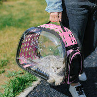 กระเป๋าใส่แมวแบบพกพา Cat Cage Transport Backpack Dog Cat Bag Travel Breathable Carrier กระเป๋าเป้สะพายหลังโปร่งใสสำหรับแมว