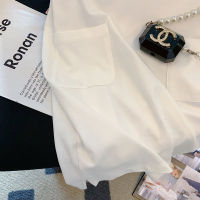 Spot parcel post Cotton 35％ Cotton Niche polo Loose Collar T Womens T-shirt Skirt 2023 Summer New Hong Kong Style R chic