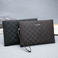 Factory Outlet New Korean Version Of MenS Business Fashion Grid Hand Holding Bags Packet Pu Holder