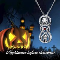 Fashion devil ghost cartoon heart pendant necklace retro skull love couple Halloween gift personality versatile sweater chain